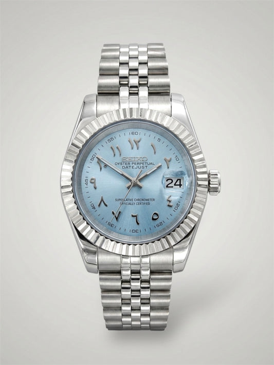 Light-blue-arabic-Datejust-Seikojust-Seikomod-sverige