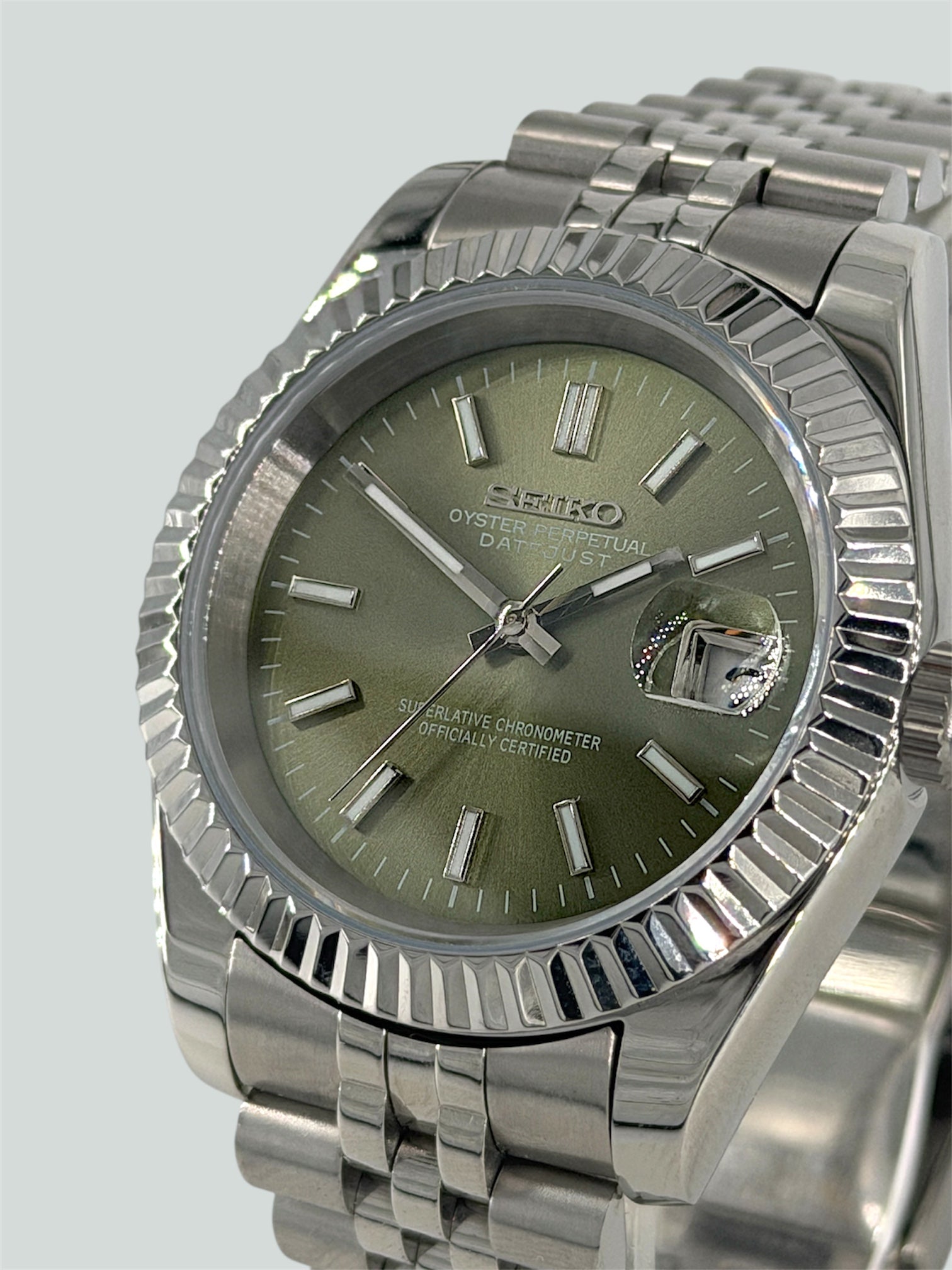 Olivegreen-Datejust-Seikojust-Seikomod-sverige-jubilee