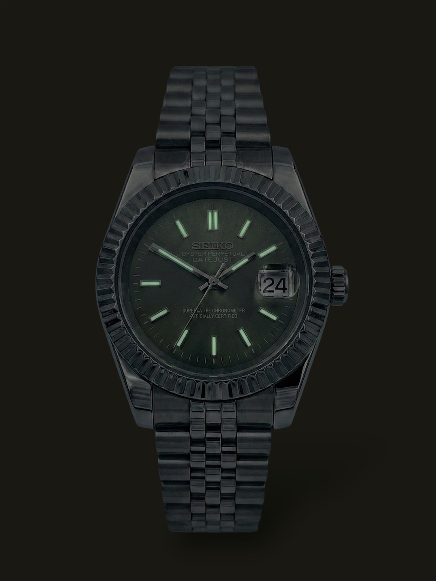Olivegreen-Datejust-Seikojust-Seikomod-sverige-lume