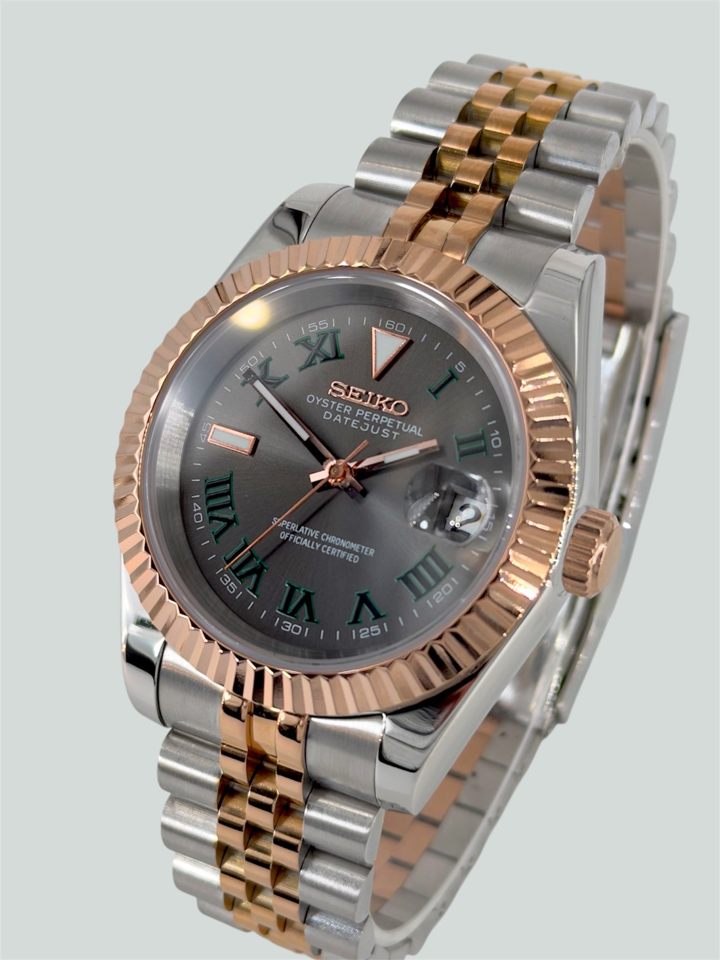 Wimbledon Rose Gold - Two Tone Datejust Mod