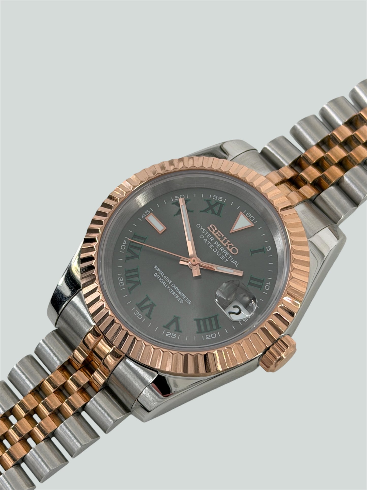 Wimbledon Rose Gold - Two Tone Datejust Mod