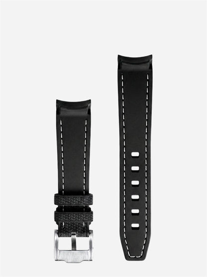 WristSwitch Rubber Strap with Stitching Black/White