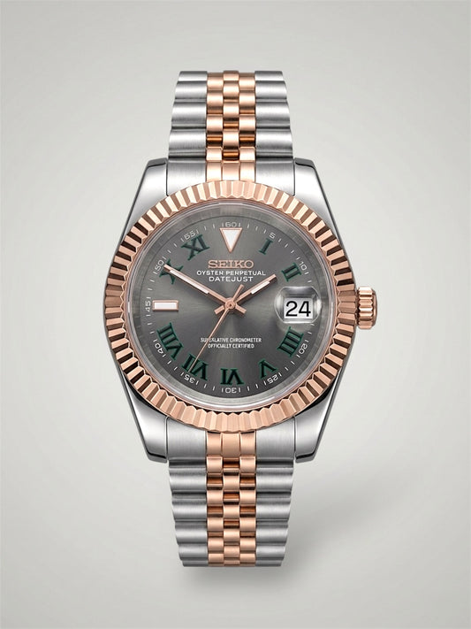 Wimbledon-Twotone-rosegold-Datejust-Seikojust-Seikomod-sverige