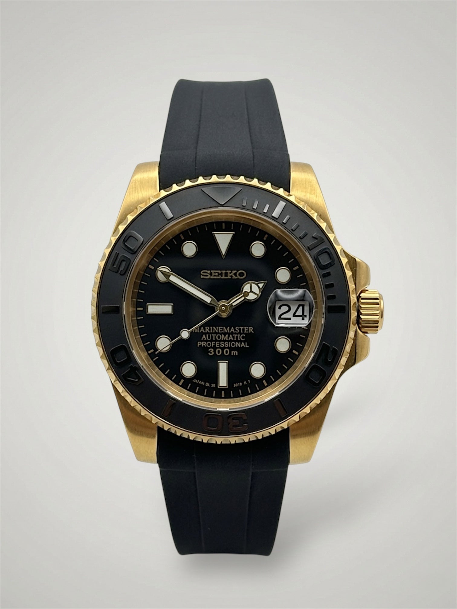 Yacht-master-gold-rubber-strap-Seikomod-sverige