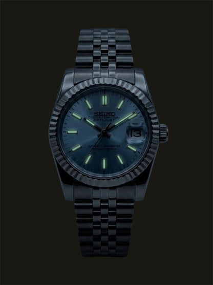 light-blue-Datejust-Seikojust-Seikomod-sverige-lume